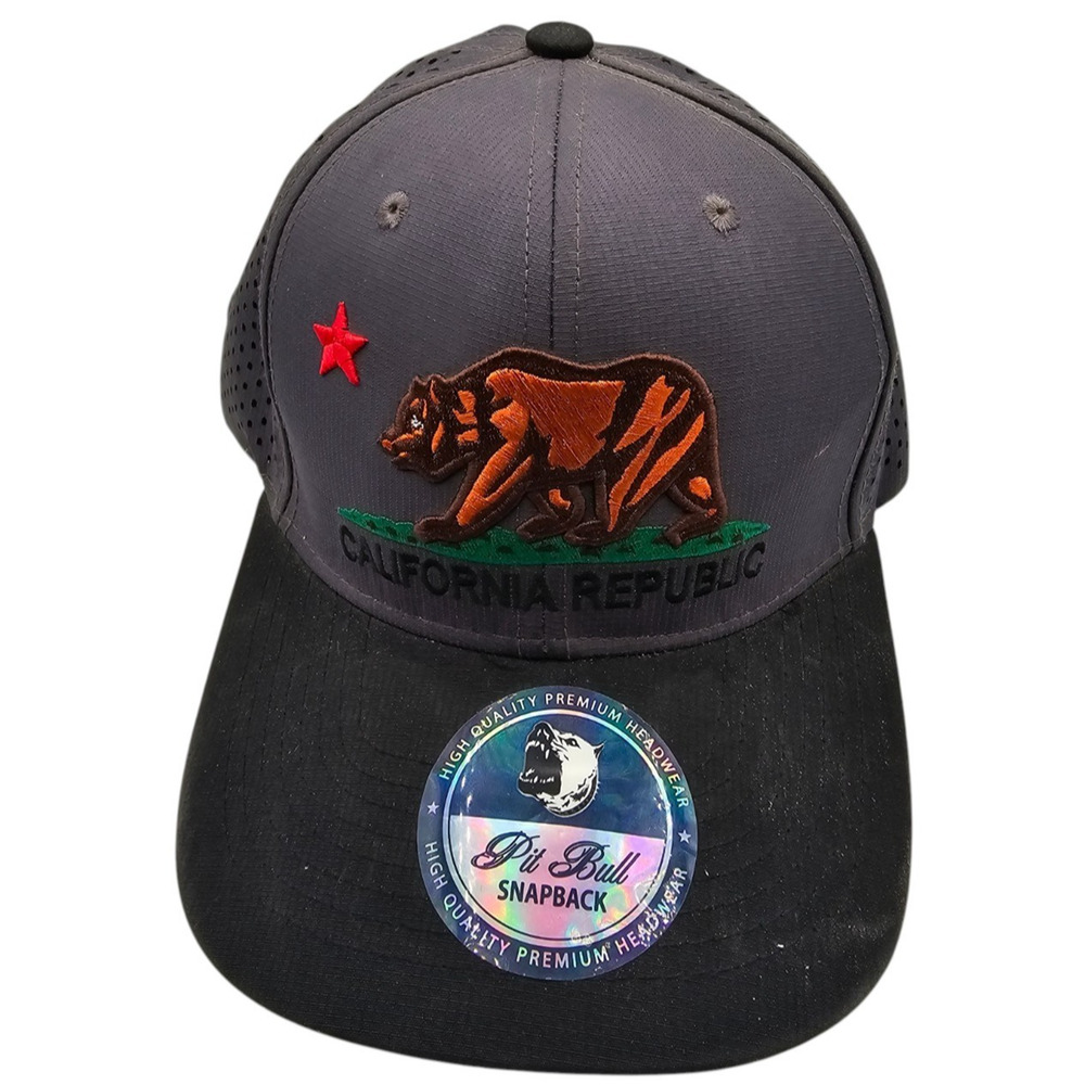 Pit Bull brand California Republic snapback hat featuring a bear graphic